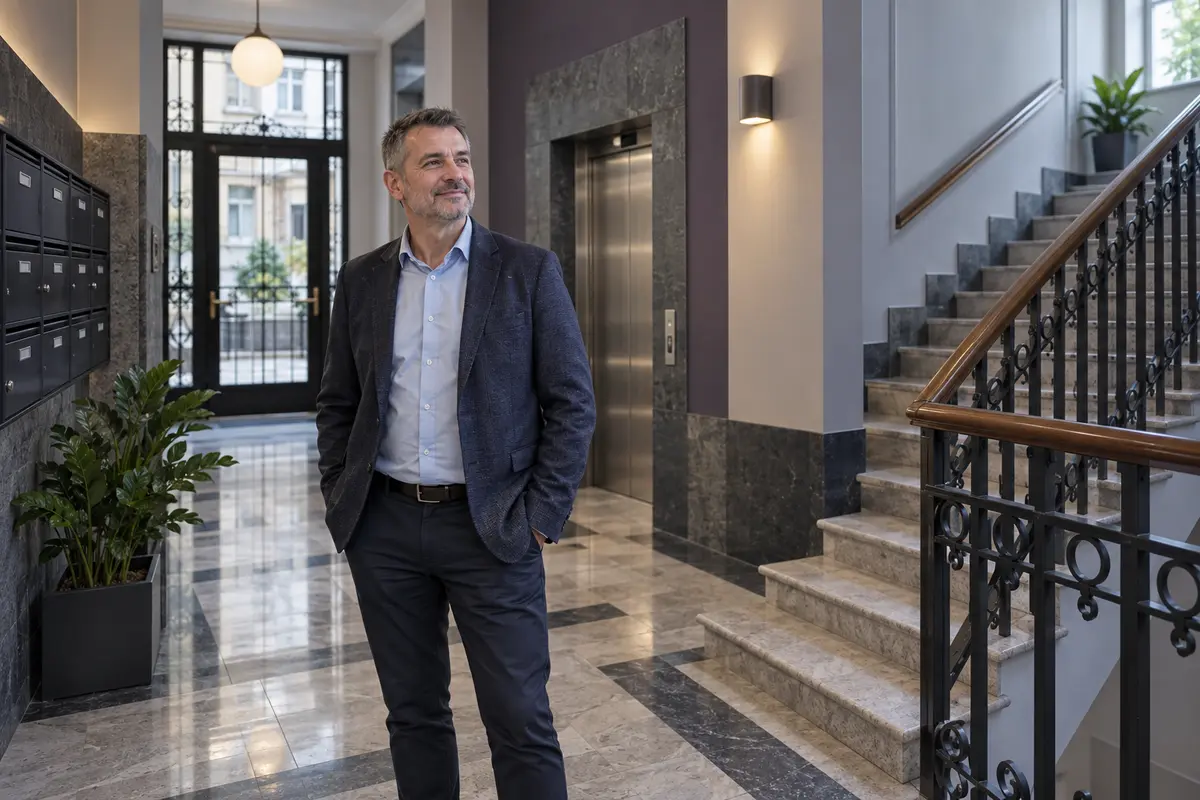 Társasházi képviselő egy tiszta közös térben